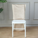 Champagne Buttery Soft Velvet Chiavari Chair Back Slipcover, Solid Back Chair Cover Cap
