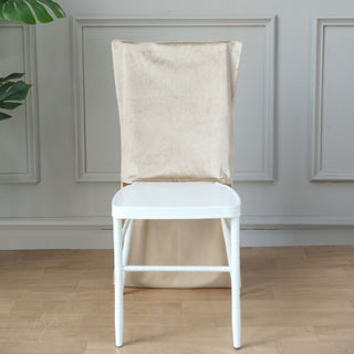 Buttery Soft Champagne Velvet Chair Cap: Elevate Your Event Decor