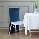 Navy Blue Buttery Soft Velvet Chiavari Chair Back Slipcover, Solid Back Chair Cover Cap
