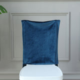 Navy Blue Buttery Soft Velvet Chiavari Chair Back Slipcover, Solid Back Chair Cover Cap
