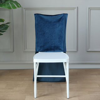 Enhance Your Event with the Navy Blue Solid Back Chair Cover Cap