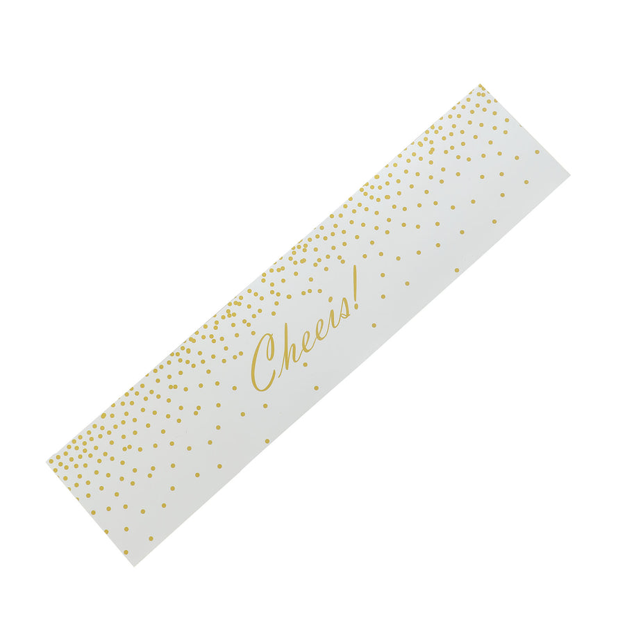 24 Pack | White & Gold Cheers Wedding Party Water Bottle Labels, Waterproof Label Stickers#whtbkgd