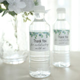 24 Pack | White & Green Leaves Thank You Party Water Bottle Labels, Waterproof Label Stickers