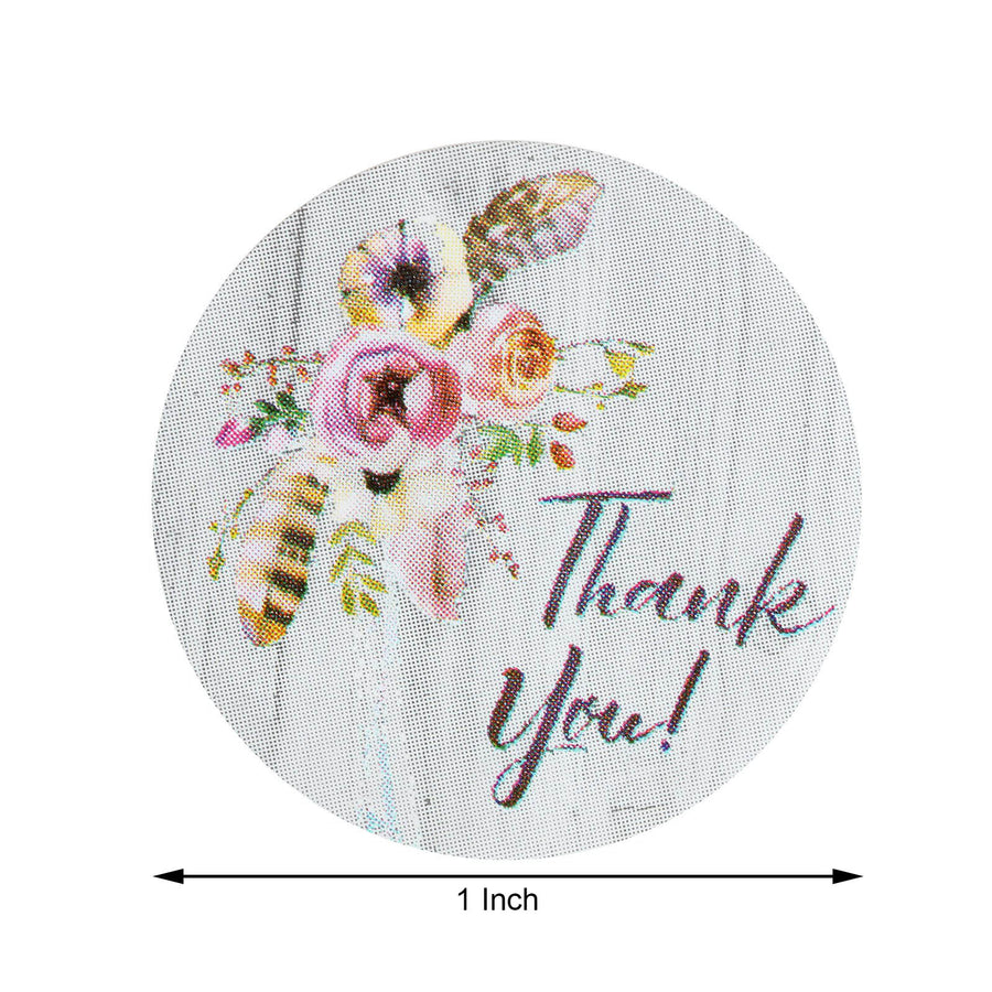 500pcs | 1inch Round Thank You Stickers Roll With Floral Design, DIY Envelope Seal Labels