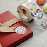 Round Thank You Stickers Roll with Tropical Floral Décor Styles, Envelope Seal Labels