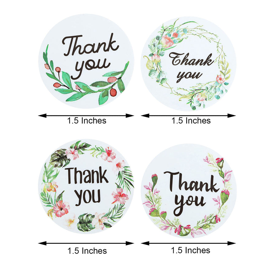 500pcs|1.5inch Round Thank You Stickers Roll With Assorted Floral Designs, DIY Envelope Seal Labels