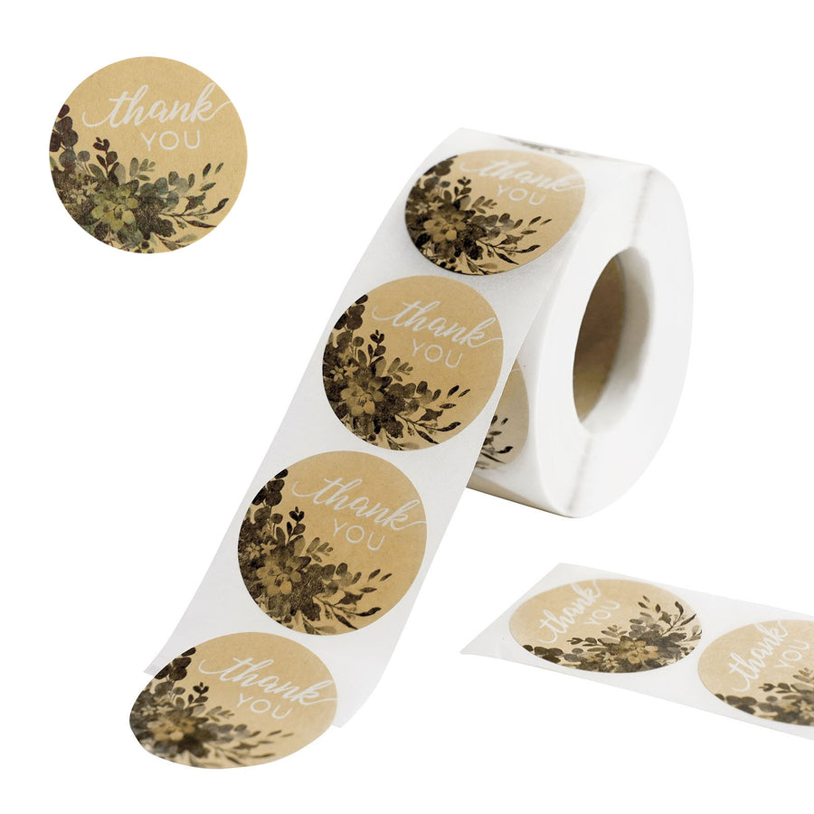 500pcs|1.5inch Thank You Stickers Roll With Natural Greenery Background, DIY Envelope Seal Labels#whtbkgd
