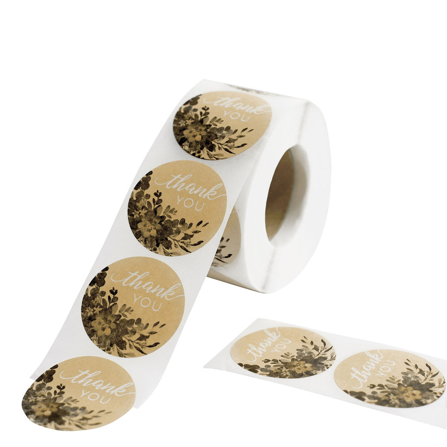 500pcs|1.5inch Thank You Stickers Roll With Natural Greenery Background, DIY Envelope Seal Labels
