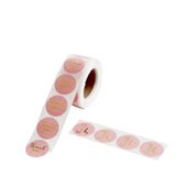 Round Thank You Stickers Roll with Gold Foil Text, Envelope Seal Labels - Rose Gold | Blush