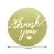 Round Gold Foil Background Thank You Stickers Roll with White Text and Decor, Envelope Seal Labels