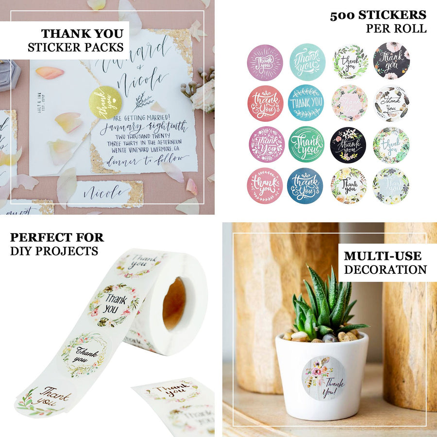 500PCS|1.5inch Round Baby Shower Stickers Roll, Envelope Seals DIY Floral Stickers-Love & Oh Baby
