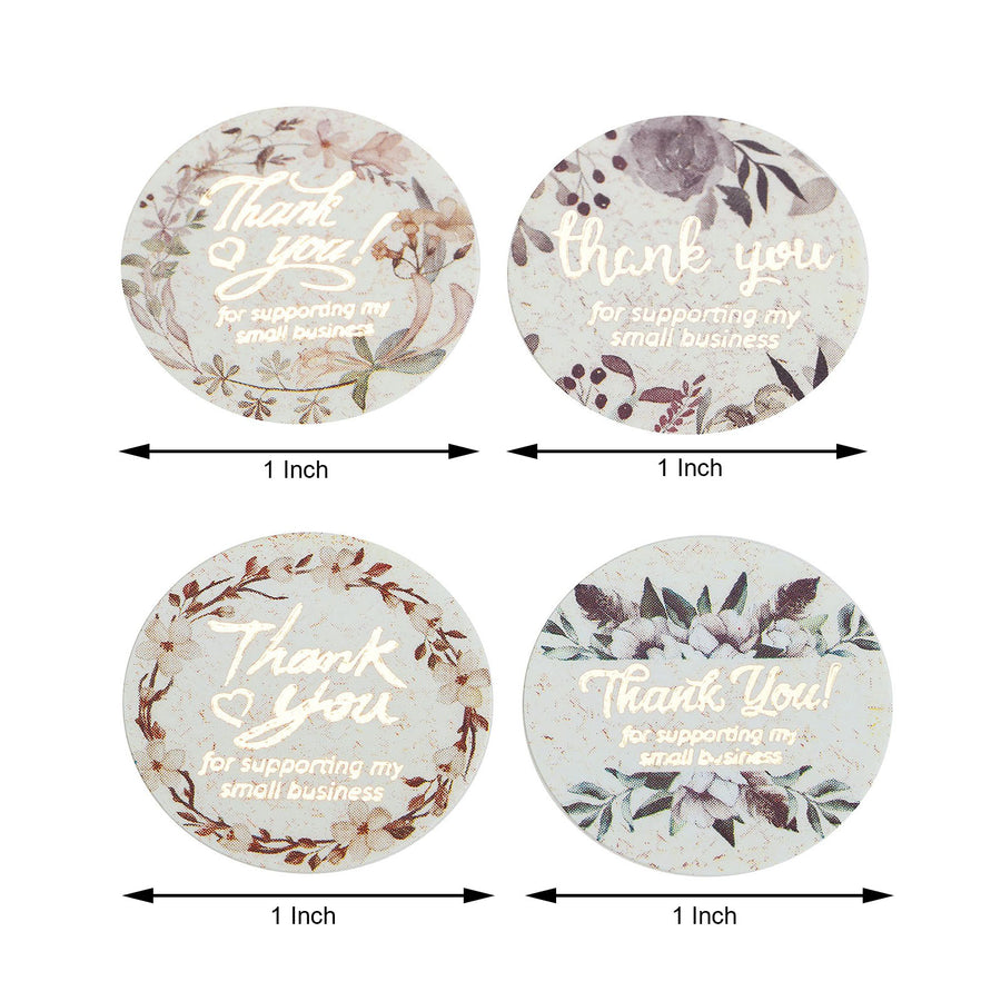 1 inch Floral Round Thank You For Supporting My Small Business Sticker Roll, Envelope Seal Stickers