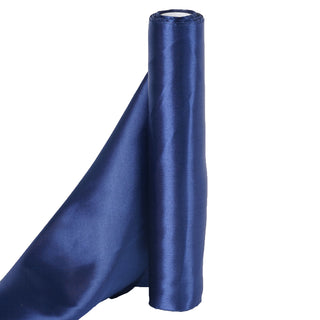 Navy Blue Satin Fabric Bolt for Elegant Event Decor