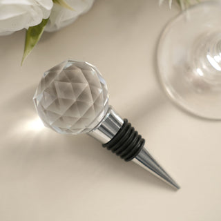 Elegant Clear Crystal Glass Ball Wine Bottle Stopper - Preserve Your Wine in Style