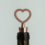 4" Rose Gold Metal Studded Heart Wine Bottle Stopper Party Wedding Favors With Velvet Gift Box