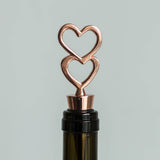 5" Rose Gold Metal Double Heart Wine Bottle Stopper Party Favors, Wedding Favor With Velvet Gift Box