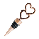 5" Rose Gold Metal Double Heart Wine Bottle Stopper Party Favors With Velvet Gift Box#whtbkgd