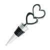 5" Silver Metal Double Heart Wine Bottle Stopper, Party Wedding Favor With Velvet Gift Box#whtbkgd