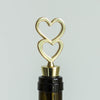 Gold Metal Double Heart Wine Bottle Stopper Wedding Favor With Velvet Gift Box