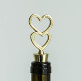 5" Gold Metal Double Heart Wine Bottle Stopper Wedding Party Favors With Velvet Gift Box