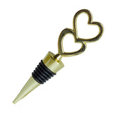 5" Gold Metal Double Heart Wine Bottle Stopper Wedding Party Favors With Velvet Gift Box#whtbkgd