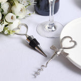 Silver Metal Heart Wine Bottle Opener / Cork Stopper Party Favors Set, Wedding Favor in Velvet Box