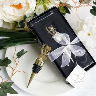 A Touch of Luxury - Gold Metal Love Wine Bottle Stopper in a Velvet Gift Box