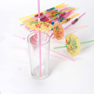 Colorful and Convenient 10" Multi-Colored Umbrella Party Drinking Straws