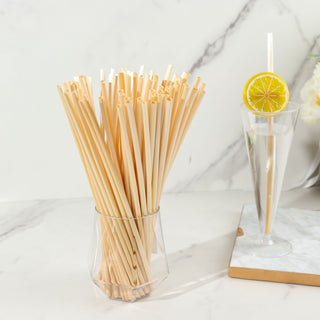 100 Pack | Compostable Plant Based Disposable 100% Plastic FREE Straws, Eco-Friendly 9" Wheat Drinking Straws
