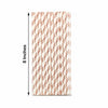25 Pack 8" White/Rose Gold Striped Disposable Paper Straws
