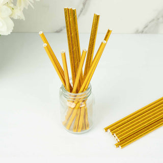 Elevate Your Party Decor with Metallic Gold Foil Paper Straws