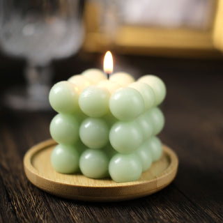 Sage Green Bubble Cube Long Burning Paraffin Wax Candle Set