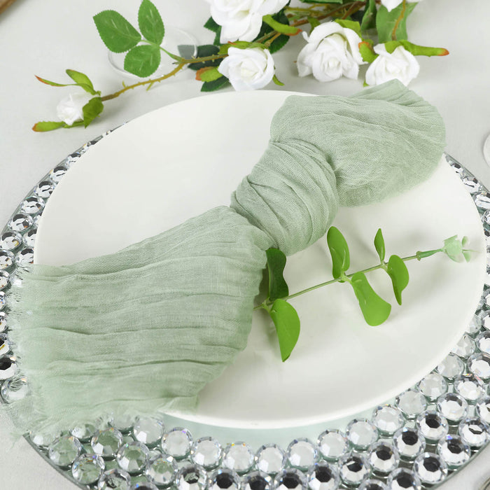 5 Pack | Sage Green Gauze Cheesecloth Boho Dinner Napkins | 24x19Inch