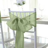 5 Pack | Sage Green Jute Faux Burlap Chair Sashes, Boho Chic Linen Decor - 6x108inch