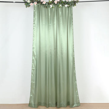 8ftx10ft Sage Green Satin Event Curtain Drapes, Backdrop Event Panel
