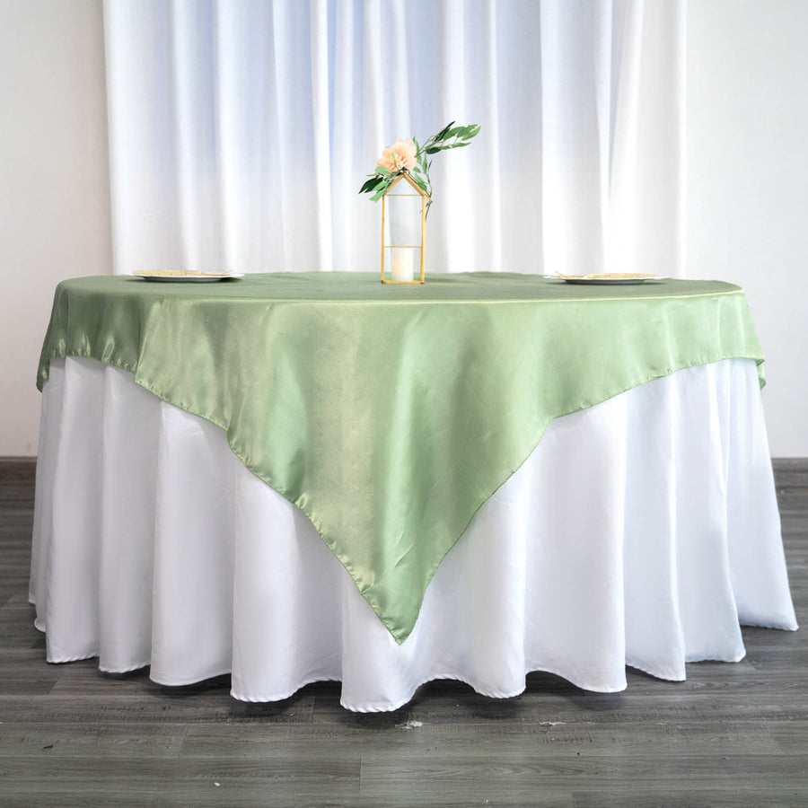 60inch x 60inch Sage Green Seamless Satin Square Tablecloth Overlay