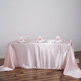 90x156 Satin Rectangular Tablecloth - Rose Gold | Blush