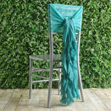 Turquoise Chiffon Hoods with Ruffles Willow Chair Sashes