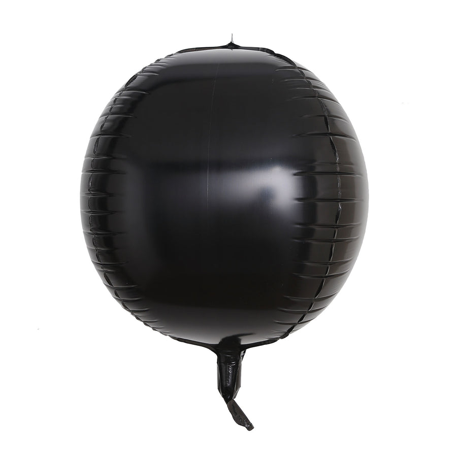2 Pack | 14inch 4D Shiny Black Sphere Mylar Foil Helium or Air Balloons#whtbkgd