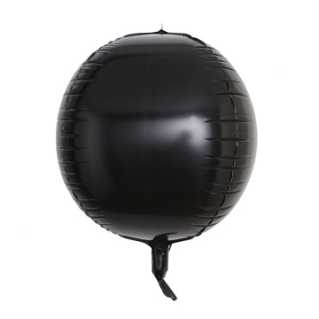 2 Pack | 14" 4D Shiny Black Sphere Mylar Foil Helium or Air Balloons