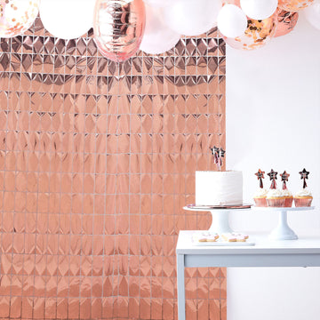 Shiny Rose Gold Metallic Foil Rectangle Curtain Party Backdrop Door Window Curtain - 3ftx6.5ft
