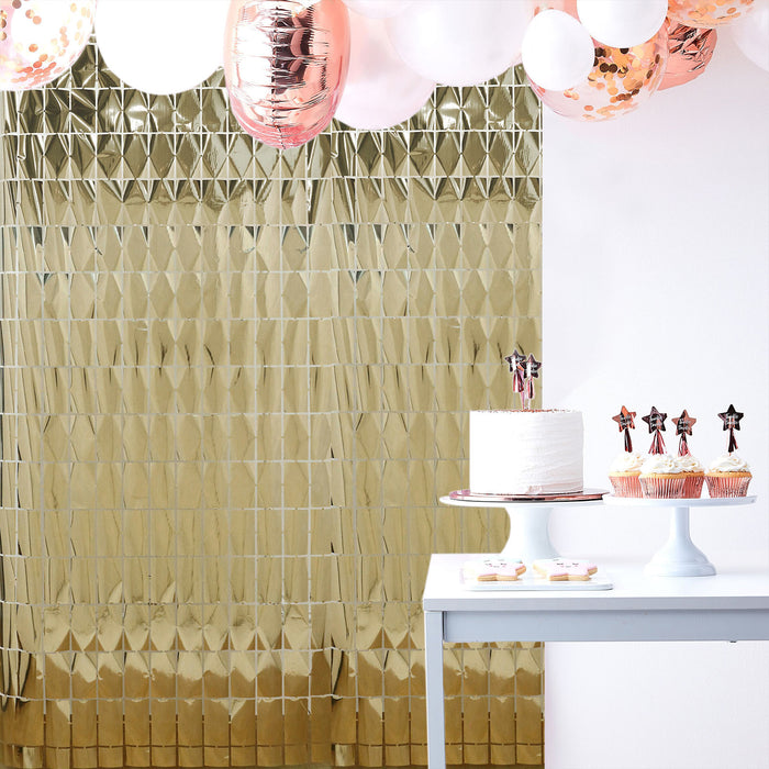 Shiny Champagne Metallic Foil Rectangle Curtain Party Backdrop Door Window Curtain