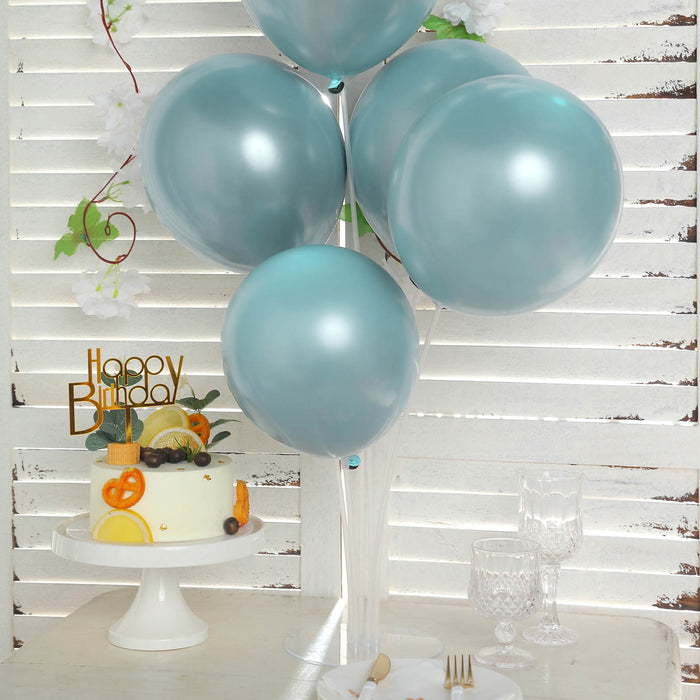 25 Pack | 12inch Shiny Dusty Blue Double Stuffed Prepacked Latex Balloons