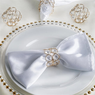Add Elegance to Your Table with Shiny Gold Acrylic Crystal Gem Beaded Napkin Rings