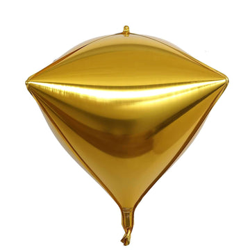 3 Pack 16" Shiny Gold 4D Diamond Self-Sealing Reusable Foil Balloon