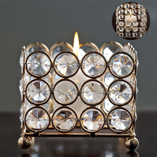 Shiny Gold Metal Square Votive Tealight Candle Holder