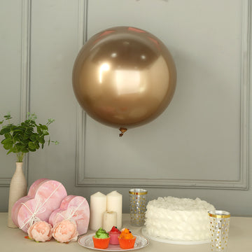 2 Pack | 18" Shiny Gold Reusable UV Protected Sphere Vinyl Balloons