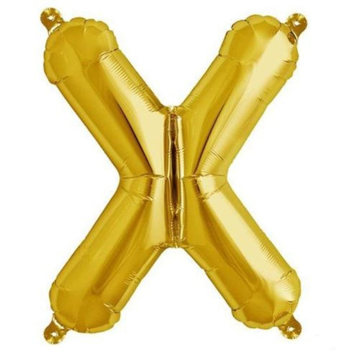 16inch Shiny Metallic Gold Mylar Foil Alphabet Letter and Number Balloons - X