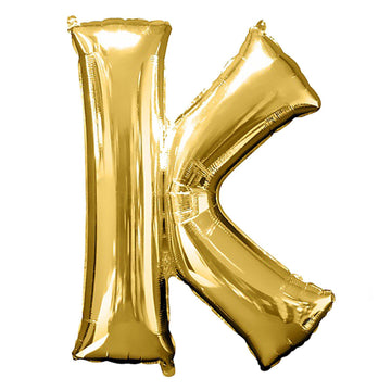 40" Shiny Metallic Gold Mylar Foil Helium Air Alphabet Letter Balloon - K