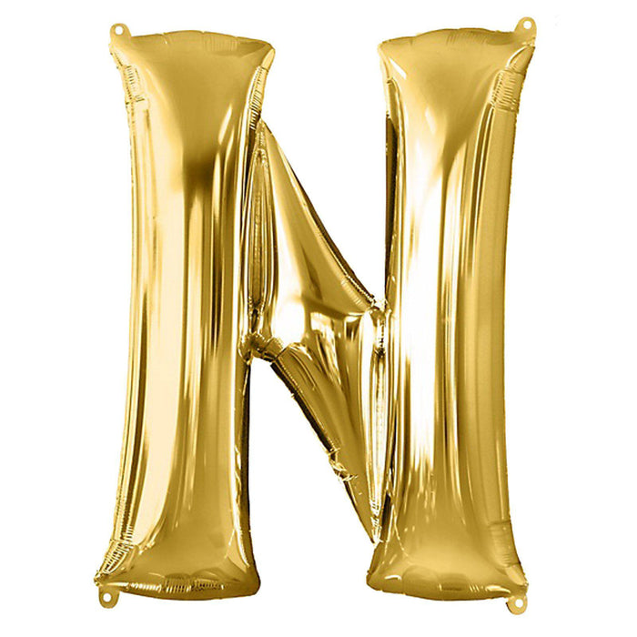 40inch Shiny Metallic Gold Mylar Foil Helium/Air Alphabet Letter Balloon - N